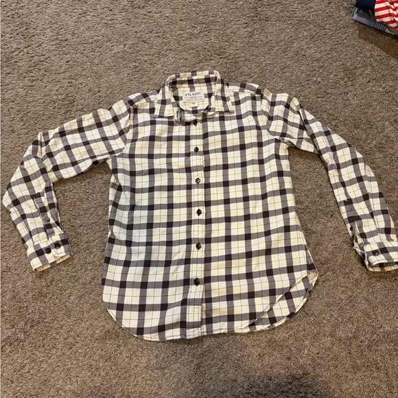 Filson Tops - Filson Alaskan Guide Flannel Shirt Top Cream & Brown Plaid Women's Small